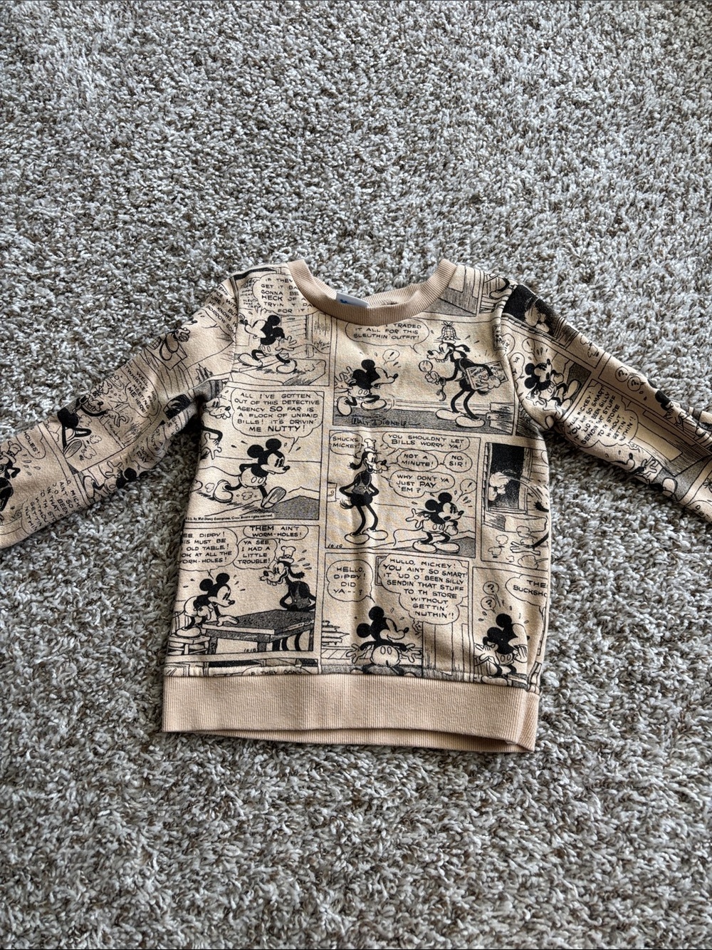 Disney Beige Mickey Comic-Panel Sweatshirt